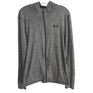 Under Armour Full Zip Hoodie Mens Large Grey HeatGear Lightweight Athletic